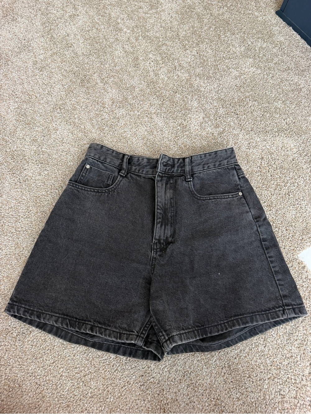 Zara Black High-Waist Denim Shorts